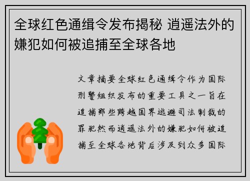 全球红色通缉令发布揭秘 逍遥法外的嫌犯如何被追捕至全球各地 全球红色通缉令发布揭秘 逍遥法外的嫌犯如何被追捕至全球各地